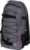 A gray backpack with black straps and red accents. Produktbild-Vorschau