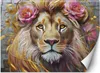 Vlies fototapete Löwe Blumen Tiere 150x105 cm Feeby Gold Produktbild-Vorschau 1