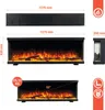 A collage of an electric fireplace showing its dimensions, weight, and appearance. Anteprima dell’immagine prodotto