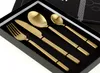 Besteck Set Golden Cutlery 4 tlg. Gold Matt Edelstahl Küche Produktbild-Vorschau 2