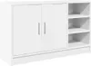 A white cabinet with two doors and three open shelves on the right side, shown against a white background. Náhled obrázku produktu