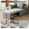 A sofa bed shown in an open state, with close-up details of its features. Náhled obrázku produktu