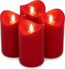 Four red LED candles with flickering flames are arranged in a cluster on a white background. Produktbild-Vorschau