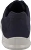 A rear view of a dark blue sneaker with a white sole. Produktbild-Vorschau