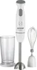 A white hand blender with a whisk attachment and a measuring cup against a white background. Anteprima dell’immagine prodotto
