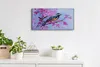 Dekor Leinwand Uhr Wandbilder 60x30 Gemälde Zweig Blumen Produktbild-Vorschau 3