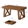 A diagram showing the dimensions of a wooden desk and a separate drawer. Anteprima dell’immagine prodotto