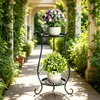 Blumenständer rund 2-stufig Metall schwarz Höhe 60 cm – Produktbild-Vorschau 6