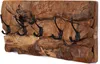 A wooden coat rack with five black hooks mounted on a white background. Náhľad obrázku produktu