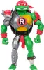 A full-body studio shot of a Teenage Mutant Ninja Turtle action figure, Raphael, in armor. Voir les images du produit