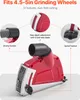 A red dust shroud attachment for a grinder is shown with callouts highlighting its features. Anteprima dell’immagine prodotto