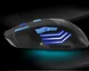 A black gaming mouse with blue LED lights on a black background. Produktbild-Vorschau