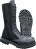 A pair of black leather boots and their sole are displayed against a white background. Produktbild-Vorschau