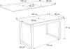 Diagram showing the dimensions of an extendable table, both in its folded and extended states. Náhled obrázku produktu