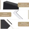 Collage of close-up shots of a black, modern, square ceiling lamp, highlighting its features. Voir les images du produit