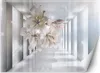 Vlies fototapete für das Zimmer Blumen in einem 3D-Tunnel Produktbild-Vorschau 1