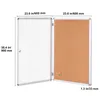 A corkboard with a clear acrylic door, showing dimensions and pushpins. Podgląd zdjęcia produktu