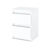 A white, two-drawer nightstand on a white background. Voir les images du produit