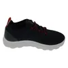A side view of a single blue Geox sneaker with red laces and accents, set against a white background. Produktbild-Vorschau