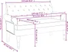 A line drawing of a bench with dimensions indicated by measurement lines and text. Náhľad obrázku produktu
