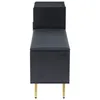 A black shoe cabinet with a bench seat and gold legs, shown from the front. Podgląd zdjęcia produktu