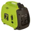 A green and black inverter generator is shown from a three-quarter front angle on a white background. Produktbild-Vorschau