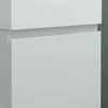 A close-up view of a white cabinet with a subtle gap between the top and bottom sections. Produktbild-Vorschau