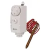A white analog thermostat with a red coiled wire and a copper sensor probe, set against a white background. Podgląd zdjęcia produktu