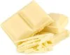 A few pieces of white chocolate are stacked on a white background. Produktbild-Vorschau