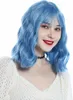 WIG ME UP Perücke Pony schulterlang gewellt Blau Weißgraue Produktbild-Vorschau 1