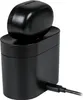 A black charging station with a black charging case on top, connected to a black cable. Voir les images du produit