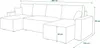A line drawing of a sectional sofa with dimensions indicated. Náhľad obrázku produktu