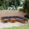 vidaXL 9-tlg. Garten-Lounge-Set mit Auflage Massivholz Produktbild-Vorschau 2