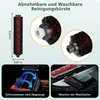 Image shows cleaning brush accessories for a vacuum cleaner, with diagrams illustrating dimensions and usage. Produktbild-Vorschau