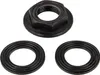 A black nut and two black washers are arranged on a white background. Produktbild-Vorschau