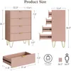 Commode, buffet, 4 tiroirs, 34x60x91 cm, bois rose avec Voir les images du produit 2