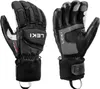 A pair of black and white ski gloves are displayed against a white background. Produktbild-Vorschau