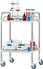 A stainless steel laboratory cart with two shelves, filled with various laboratory equipment and supplies. Podgląd zdjęcia produktu