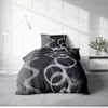 Bettwäsche 135x200 cm und 80x80 cm Kreise grau schwarz Produktbild-Vorschau 2