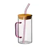 gouveo 6er Set Trinkgläser 350 ml pink mit Henkel, Deckel Produktbild-Vorschau 5