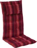 A red and orange plaid chair cushion with a headrest, shown against a white background. Produktbild-Vorschau