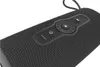 A close-up view of the control panel and speaker grille of a black portable Bluetooth speaker. Náhľad obrázku produktu