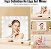 A collage of images showcasing a makeup mirror with lights, its features, and a close-up of a woman using it. Náhled obrázku produktu