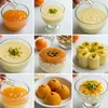 A collage of nine images showcasing various desserts and ingredients, likely related to orange blossom water. Produktbild-Vorschau