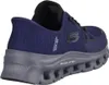 A close-up side view of a blue Skechers shoe. Voir les images du produit