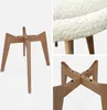 A collage of images showing a wooden chair base and a close-up of a white, textured seat. Produktbild-Vorschau
