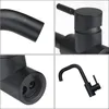 A collage of four close-up images of a black faucet, showcasing different angles and details. Podgląd zdjęcia produktu