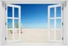 Wallario Poster mit Fenster-Illusion: Sandstrand unter Produktbild-Vorschau 1