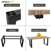 A collage of four images showcasing features of METALOPRO table legs. Produktbild-Vorschau