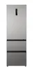 A full-front view of a silver and black refrigerator. Produktbild-Vorschau